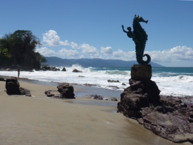 The symbol of Puerto Vallarta could be the sea horse and rider sculpture. There are two, this one is on the sand at the beach, and is my favorite.